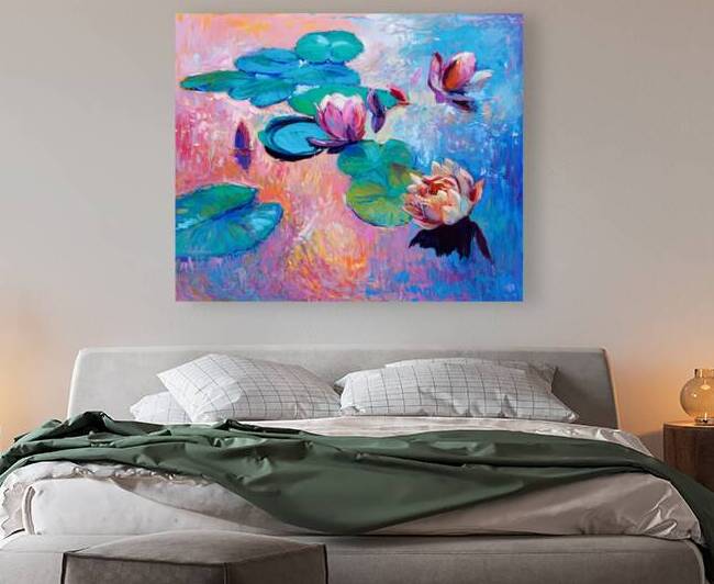Vibrant Water Lilies Impressionist Art Poster – Monet-Inspired Wall Decor by el halaoui ali