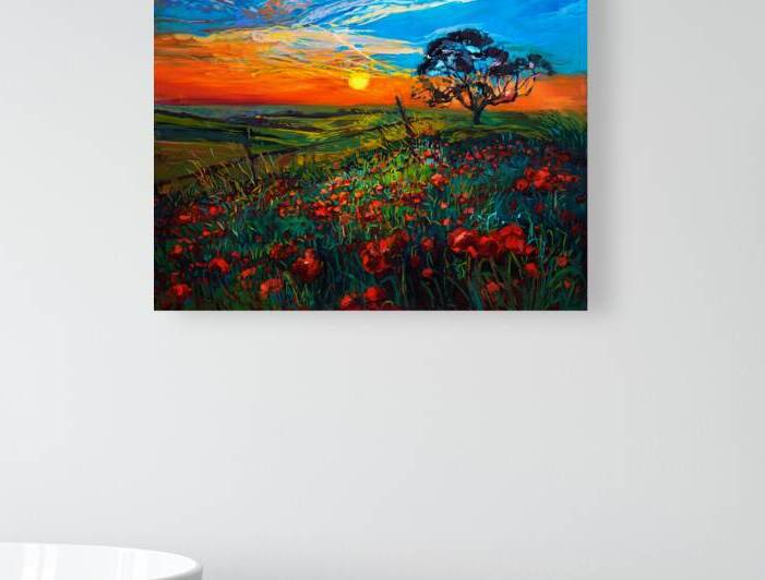Vibrant Sunset Over Fields - Colorful Landscape Art by el halaoui ali