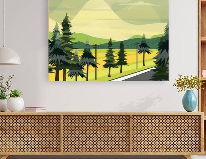 Stylized Mountain Landscape - Modern Nature Illustration by el halaoui ali