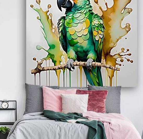 Vivid Parrot Portrait - Colorful Animal Art by el halaoui ali