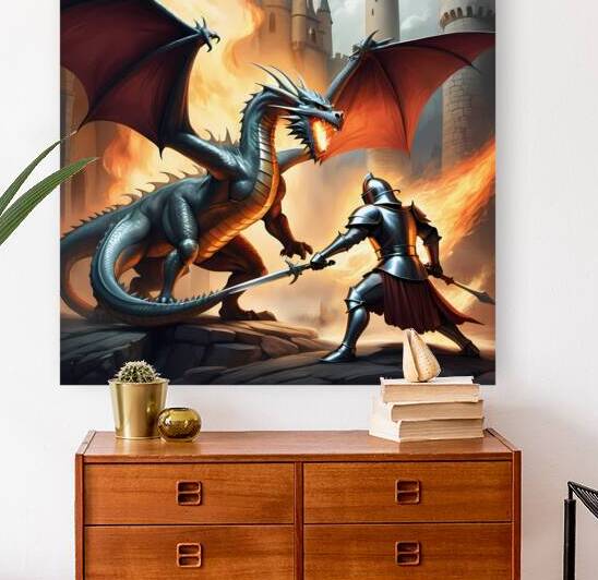 Epic Dragon Battle - Fantasy Art Illustration by el halaoui ali