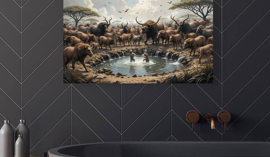 Wilderness Gathering - African Wildlife Art by el halaoui ali