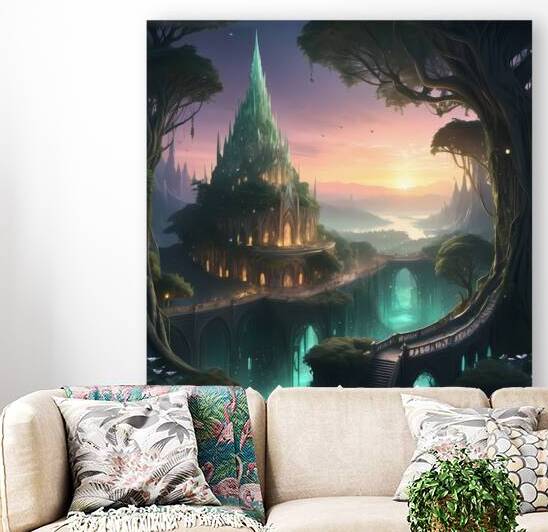 Majestic Fantasy Castle - Enchanted Landscape Art by el halaoui ali