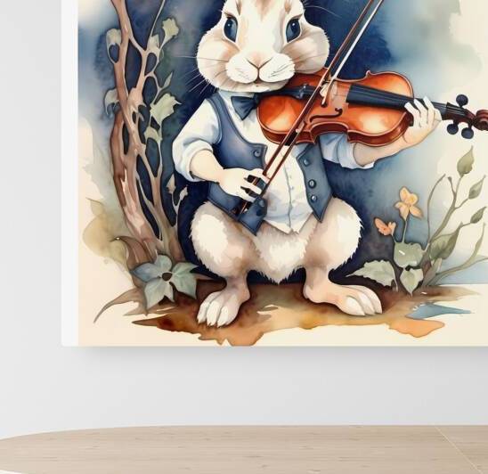 Whimsical Rabbit Violinist - Cute Animal Art by el halaoui ali