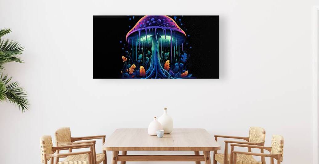 Neon mushroom by Point Art