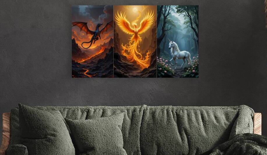 Fantasy Creatures Triptych - Mythical Beings Art by el halaoui ali