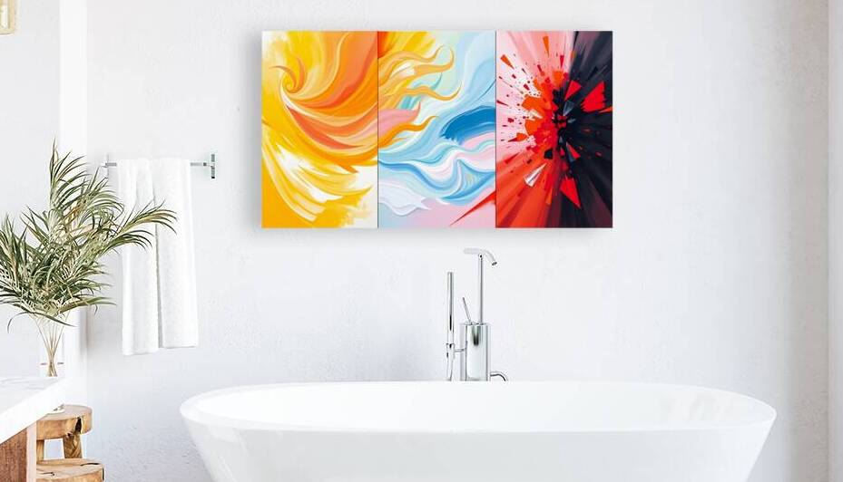Abstract Energy Triptych - Dynamic Colorful Art by el halaoui ali