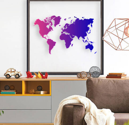 PURPLE GRADIENT WORLD MAP by rizu_designs