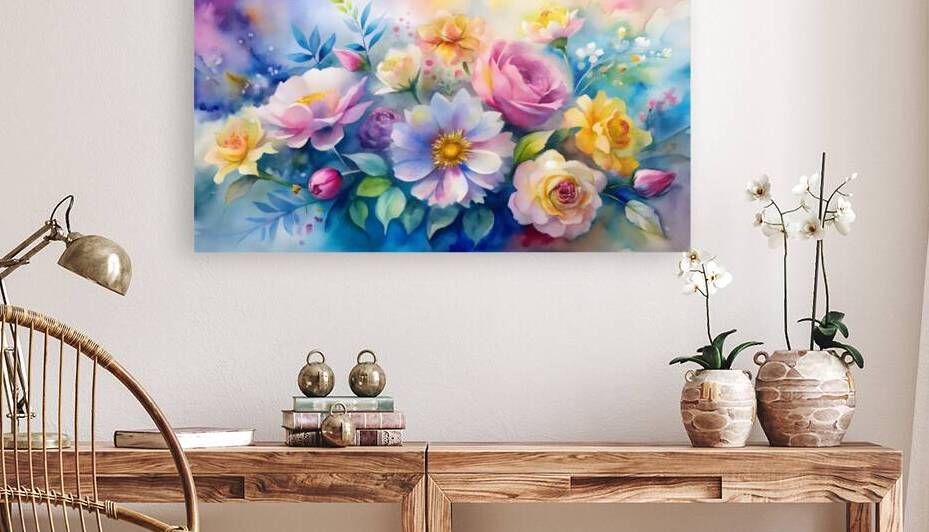Whimsical Floral Serenity the watercolor artwork featuring a vibra by Rehan