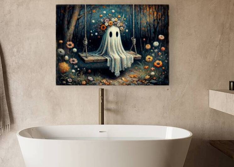 Enchanted Ghost – Whimsical & Spooky Artwork  by Anne Laure GOUPIL