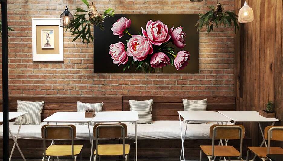 Dreamy Peony Bouquet in a Glass Vase by Gasser Elzeny