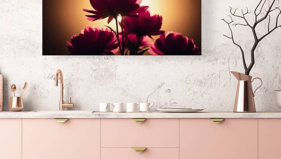 Silhouetted Peonies Under the Glow of Sunset by Gasser Elzeny