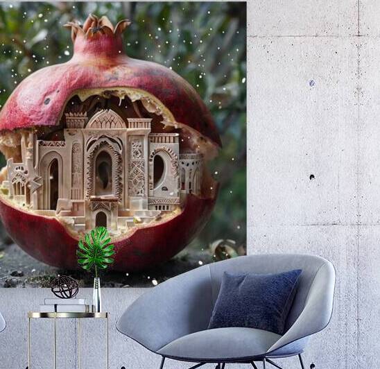 Pomegranate Palace: Miniature Architectural Marvel Inside Fruit by Muservap 