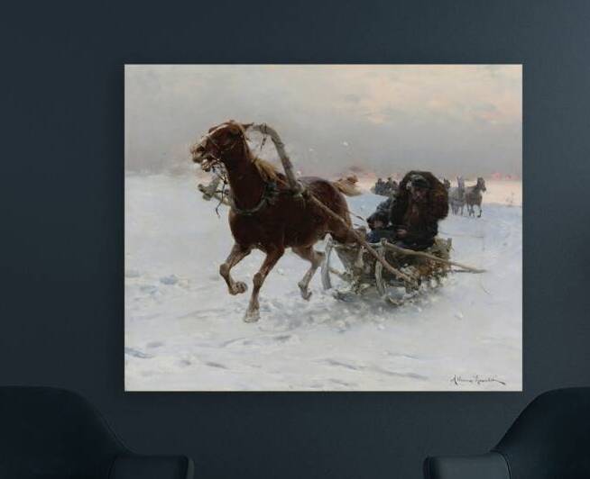 Sledding Caravan by Alfred Von Wierusz–Kowalski [1849–1915] by MyCozyFineArt