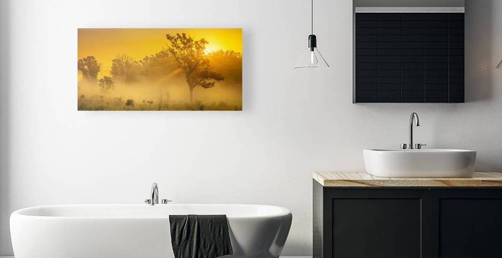 Misty Morning Glow: Dawn in Gettysburg by Dream World Images