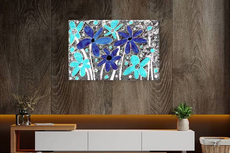 Abstract Blue and Turquoise Flowers by Catriona Roberts Nature Photography and Designs