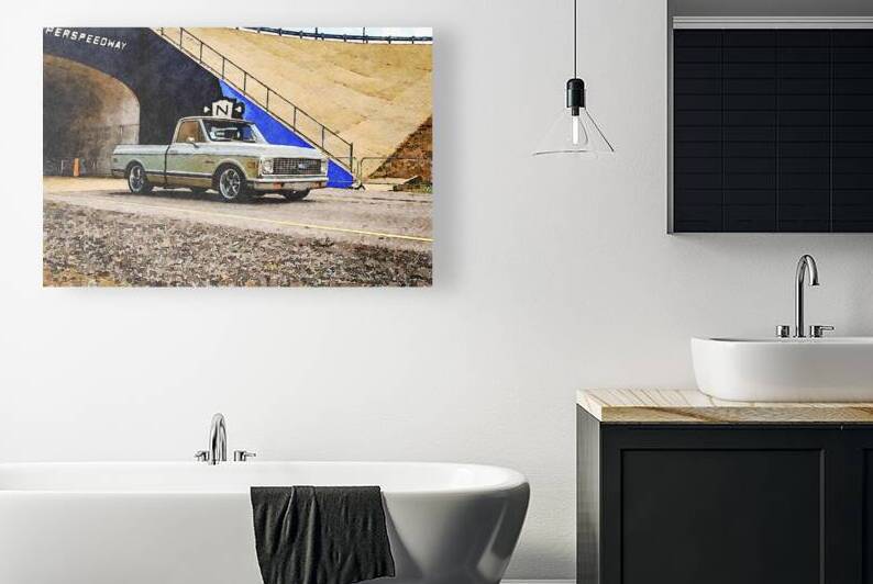 Watercolor depiction of a classic 1972 Chevrolet C10 Pickup Truck outdoors by Gestalt Imagery