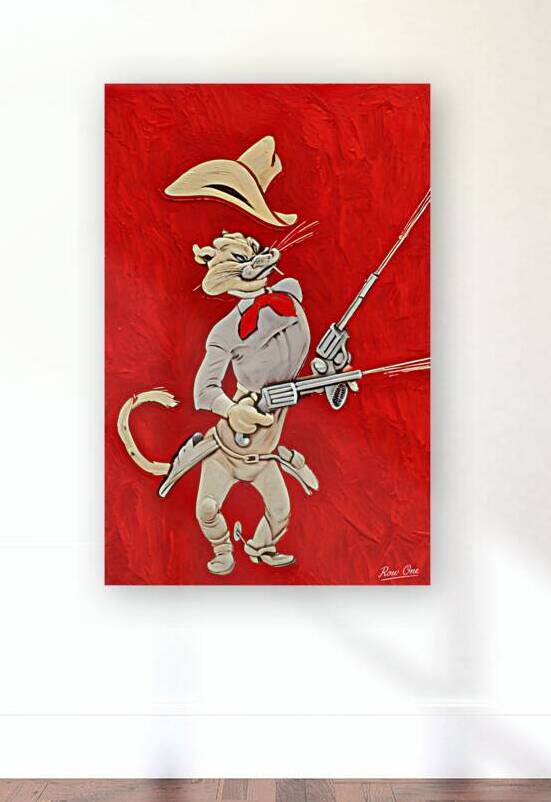 Vintage Houston Cougar Cartoon Art by Row One Brand