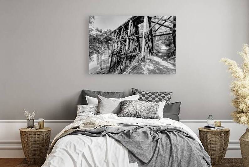 Path Under Old Railroad Bridge Grayscale by Jennifer White