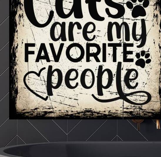 Vintage Cat Sign Rustic Cats Are My Favorite People Wall Art by Pro Designs 77