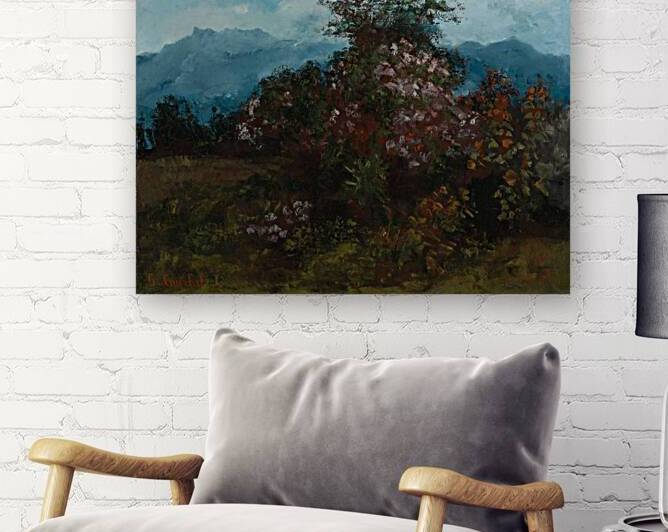 Paysage Avec Massif Fleuri by Gustave Courbet [1819–1877] by MyCozyFineArt