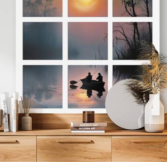 BLURRED MOON    9 PANEL WINDOW FRAMED by Digicam