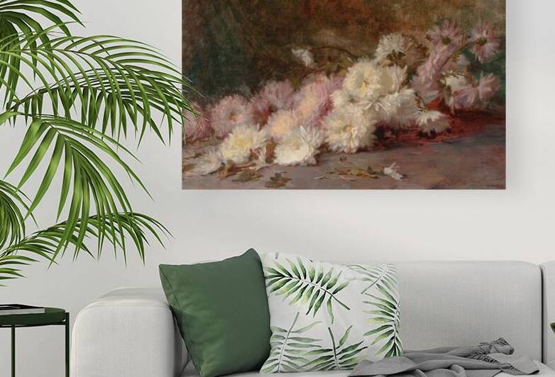 Still Life of Pink and White Chrysanthemums [1888] by Robert Wilton Lockwood [1861–1914] by MyCozyFineArt