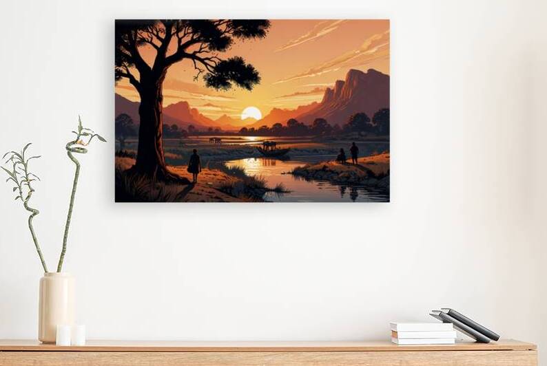 Twilight on the River: A Serengeti Farewell by Wall Martique