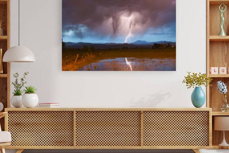 Lightning Striking Longs Peak Foothills 3 by Bo Insogna