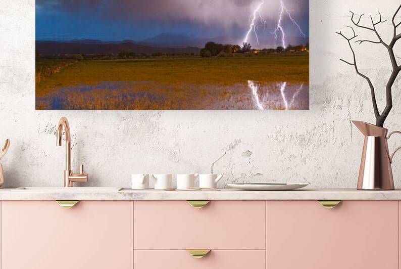 Lightning Striking Longs Peak Foothills 8 by Bo Insogna