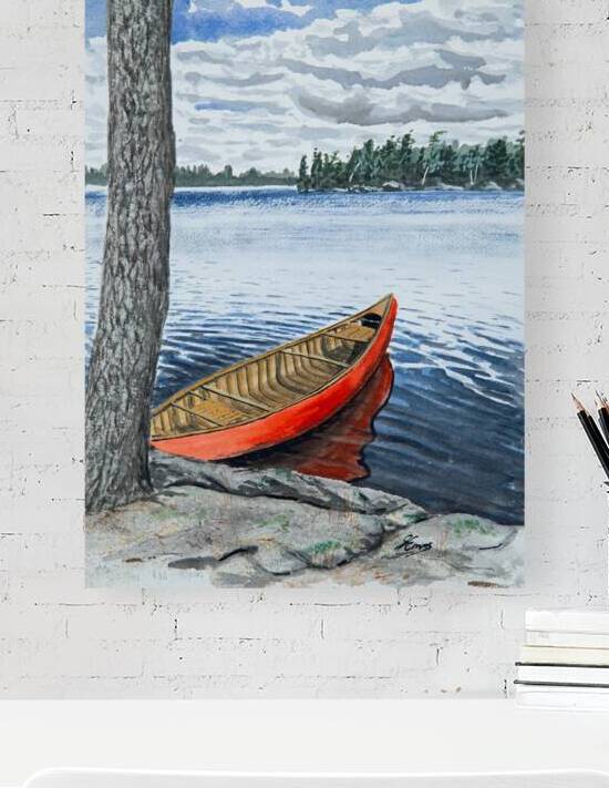 The Red Canoe Painting by Stephen Emms