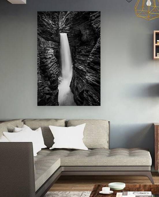 Monochrome Majesty: Watkins Glen Waterfall in Late October by Dream World Images