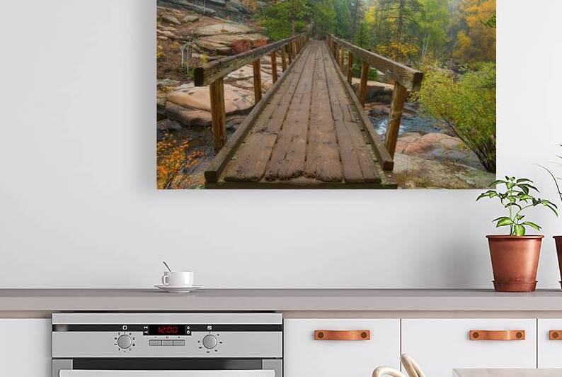 Rustic Wood Hiking Bridge Crossing by Bo Insogna