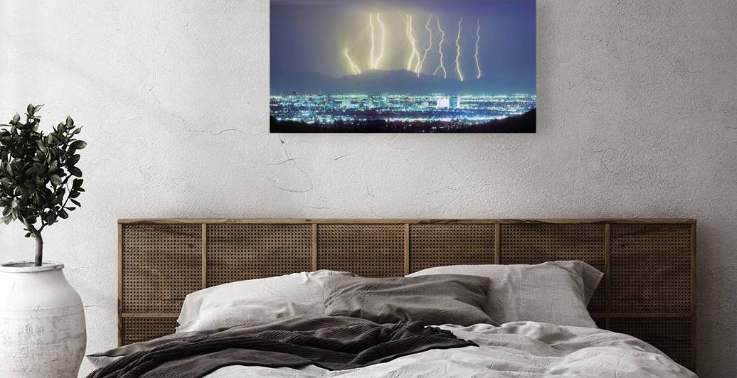 Lightning Over Phoenix Arizona Panorama by Bo Insogna