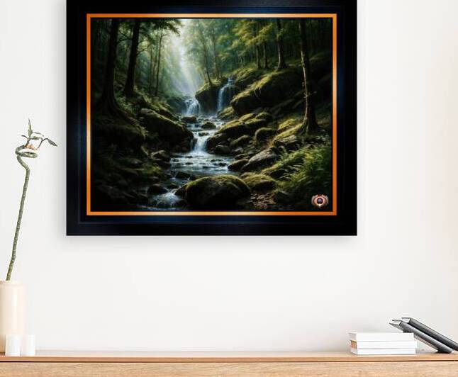 Tranquil Forest Stream with Cascading Waterfalls Captivating AI Concept Art by Xzendor7 by xzendor7