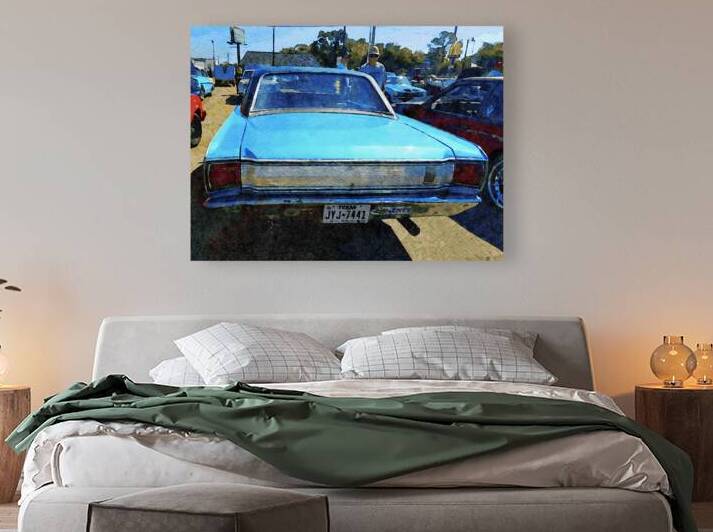 Watercolor depiction of a classic 1967 Dodge Dart GT in a vintage setting by Gestalt Imagery