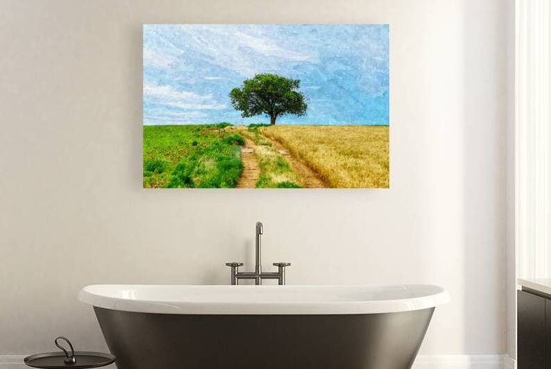 Kansas Farm Single Tree Painterly by Jennifer White