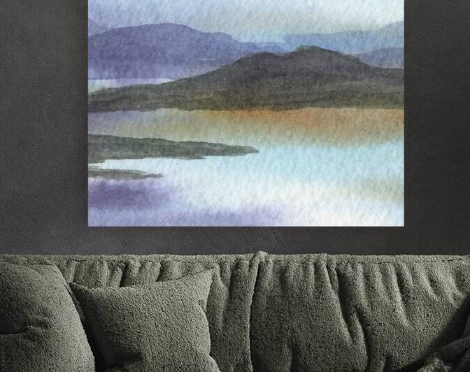 Calm Soft Relaxing Landscape Watercolor by Irina by Irina Sztukowski