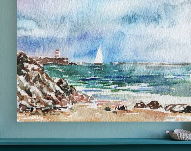 Emerald Green Waves At The Shore Watercolor Lands by Irina Sztukowski