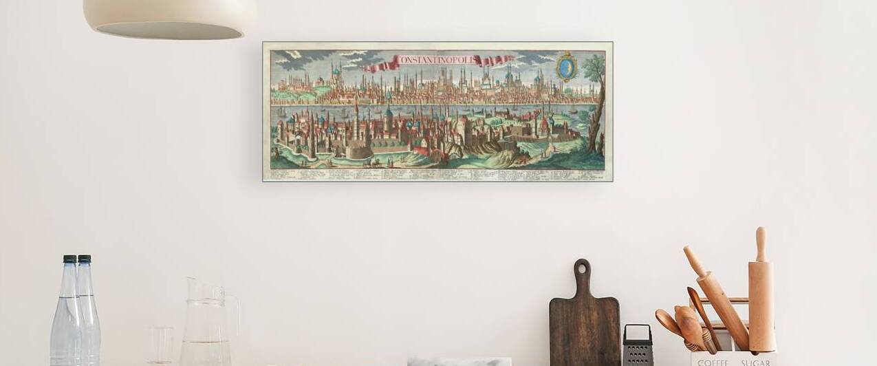 18th Century View of Istanbul Turkey – Panoramic Engraving of Constantinople Depicting the Bosphorus Hagia Sophia and Ottoman Architecture Capturing the Cultural and Maritime Heart of the Ottoman Empire by History In Your Home