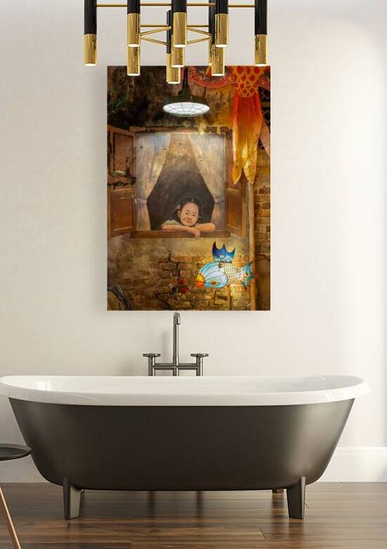 Window Girl with Fish by Dave Bowman