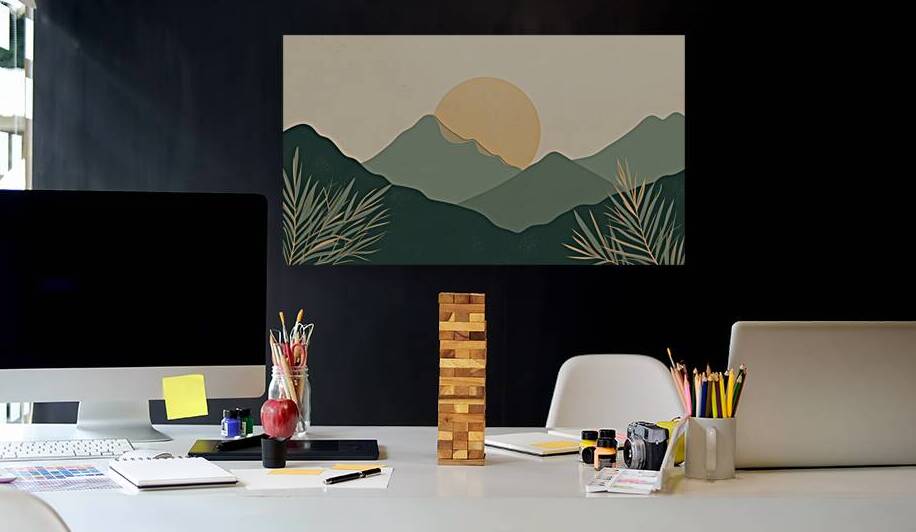 Minimalist Mountain Landscape - Serene Nature Illustration by el halaoui ali