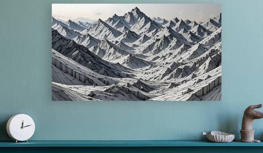 Geometric Mountain Range - Monochrome Line Art by el halaoui ali