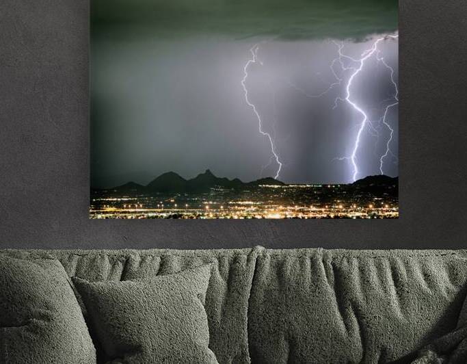 Reata Pass City Lights Lightning Strikes by Bo Insogna