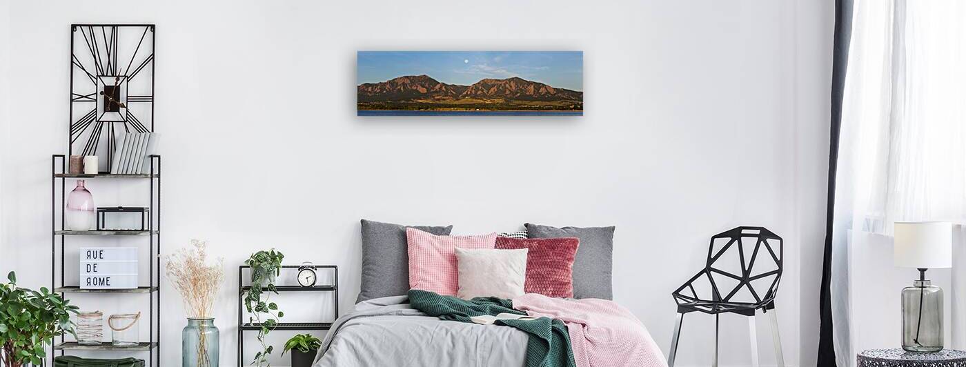 Full Moon Boulder Colorado Front Range Panorama by Bo Insogna