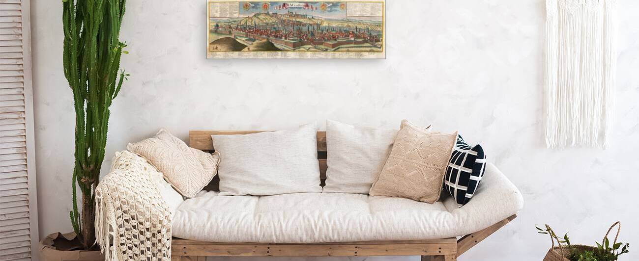 18th Century Bird’s Eye Map of Prague – Panoramic City View Depicting the Castles Bridges and Churches of Bohemia’s Capital Capturing the Baroque Splendor and Architectural Grandeur of Central Europe by History In Your Home