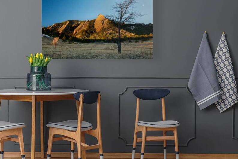 Waning Gibbous Moon Boulder Colorado Flatirons Early Morning Lig by Bo Insogna