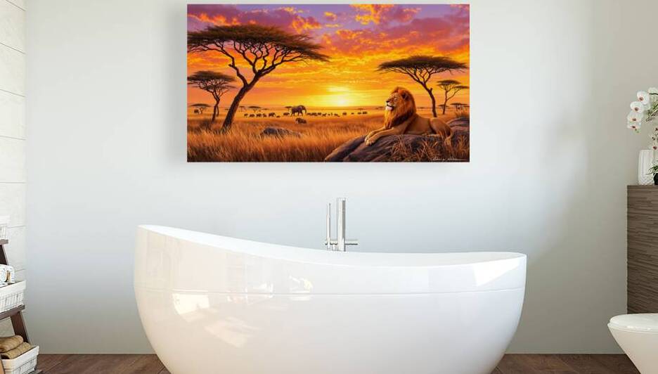 Golden Savannah at Sunset by ImagineART