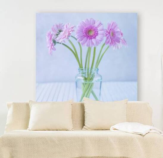 Gerberas in glass bottle by Assaf Frank