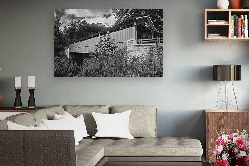 Schlichers Covered Bridge   Black and White by Jason Fink
